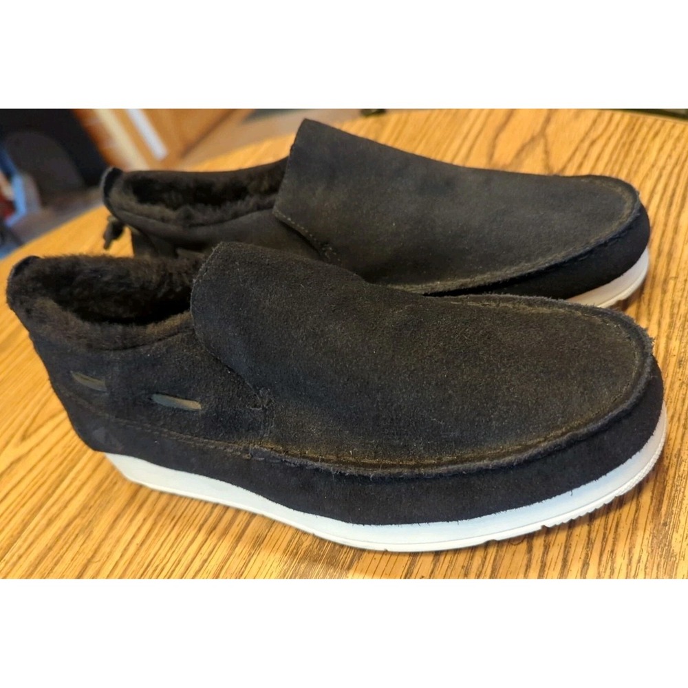 Sperry Mens Size 8.5 Moc  Sider Black Suede Microfleece Lined Slip‎ On Shoes